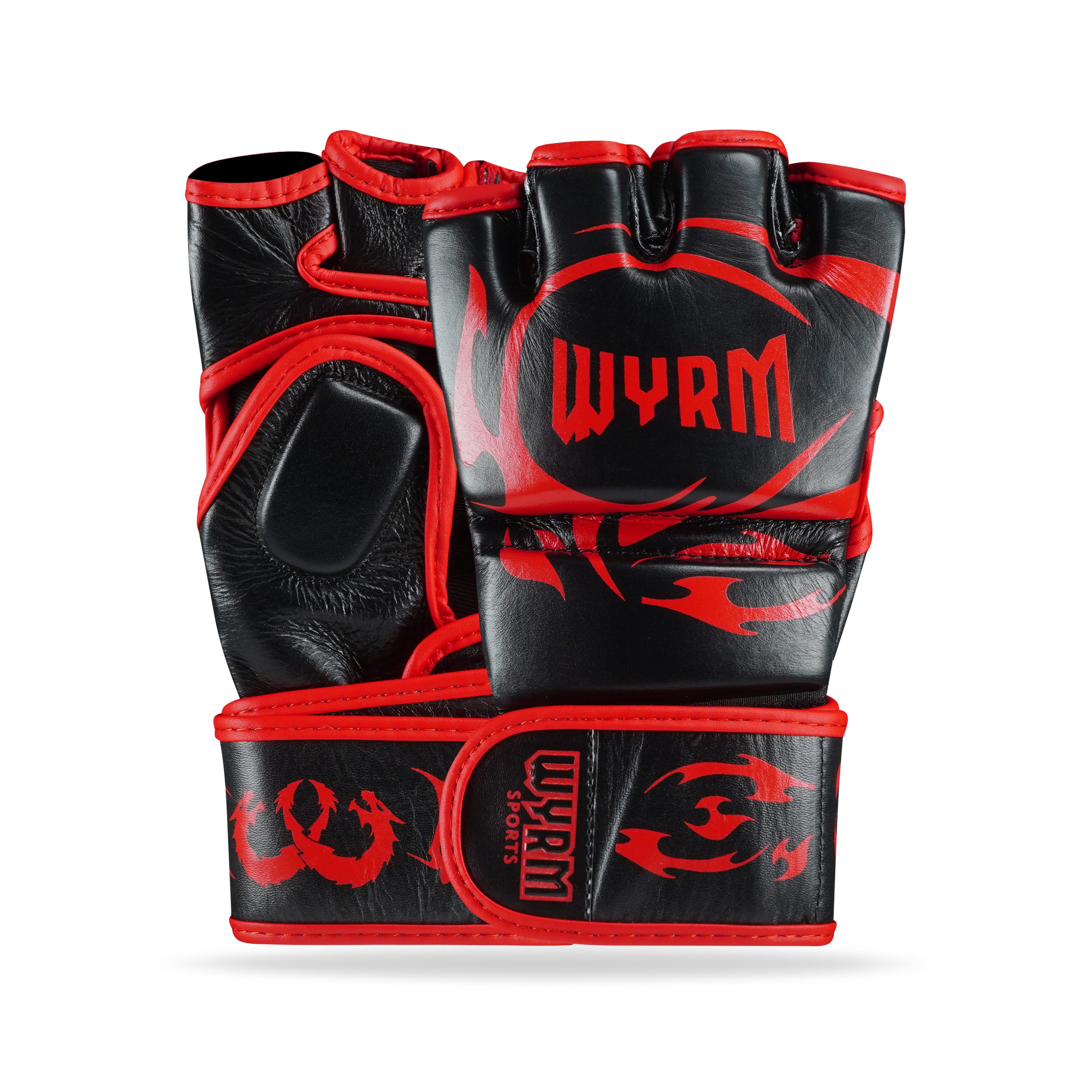 Canelo Black/Red Genuine Leather MMA Fight Gloves Wyrm Sports