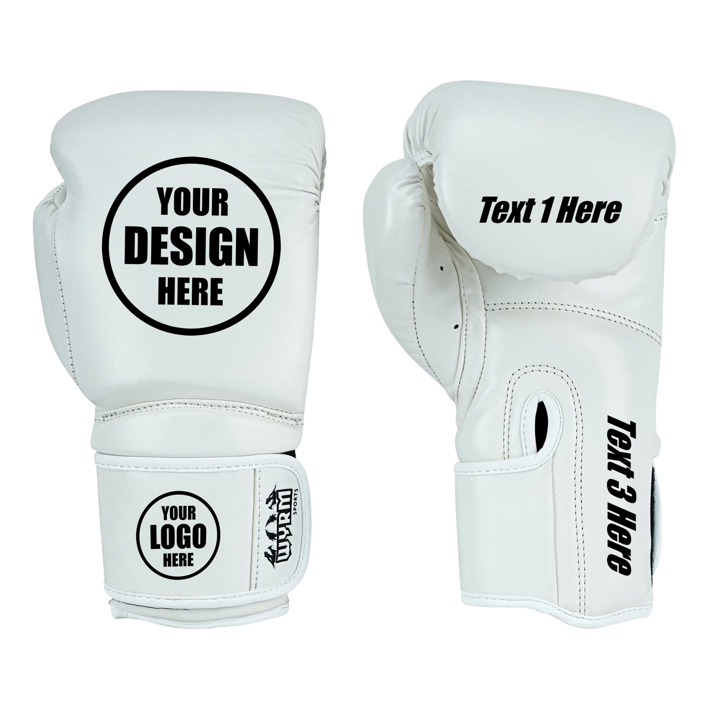 Custom White PU Leather Boxing Training Gloves C17