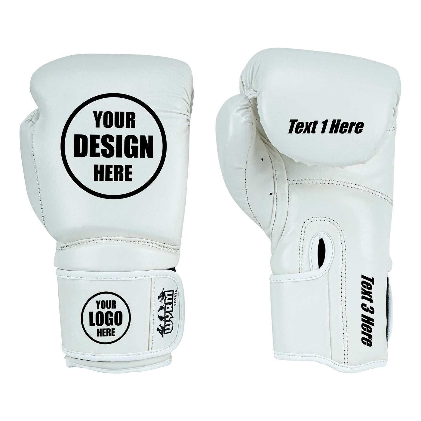 Custom White PU Leather Boxing Training Gloves C17
