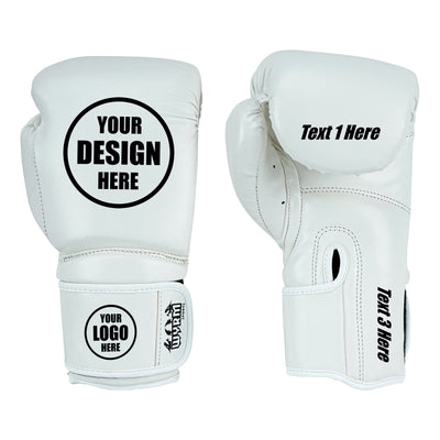 Custom White PU Leather Boxing Training Gloves C17