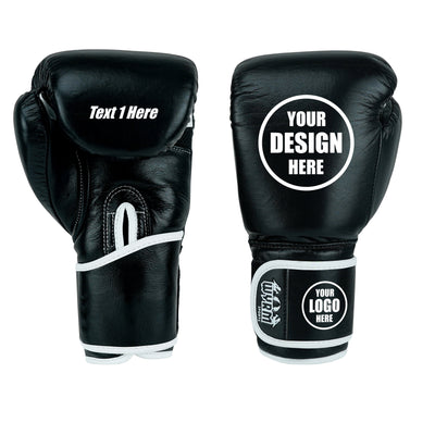 Custom Black Genuine Leather Boxing Training Gloves C22