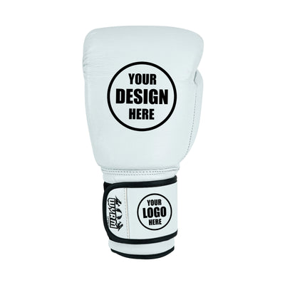 Custom White Genuine Leather Boxing Training Gloves C35