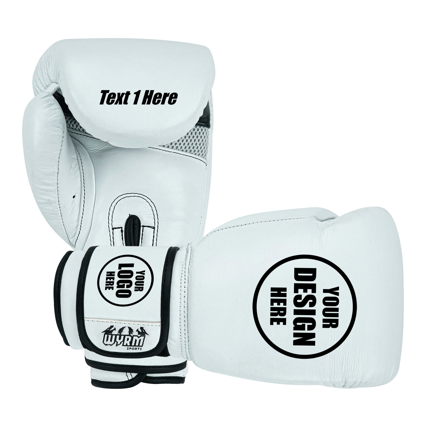 Custom White Genuine Leather Boxing Training Gloves C25