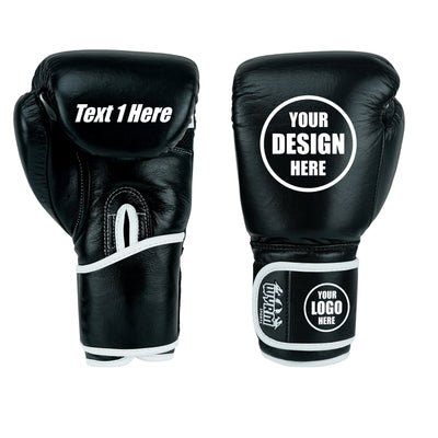 Custom Black Genuine Leather Boxing Training Gloves C22