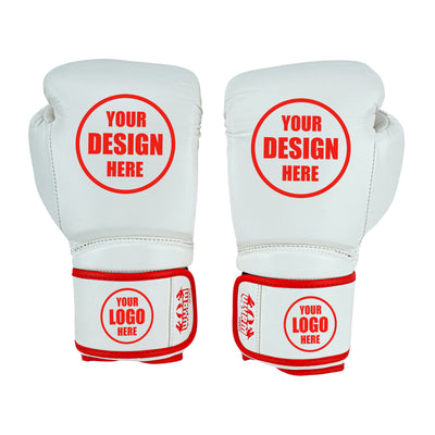 Custom White PU Leather Boxing Training Gloves C16
