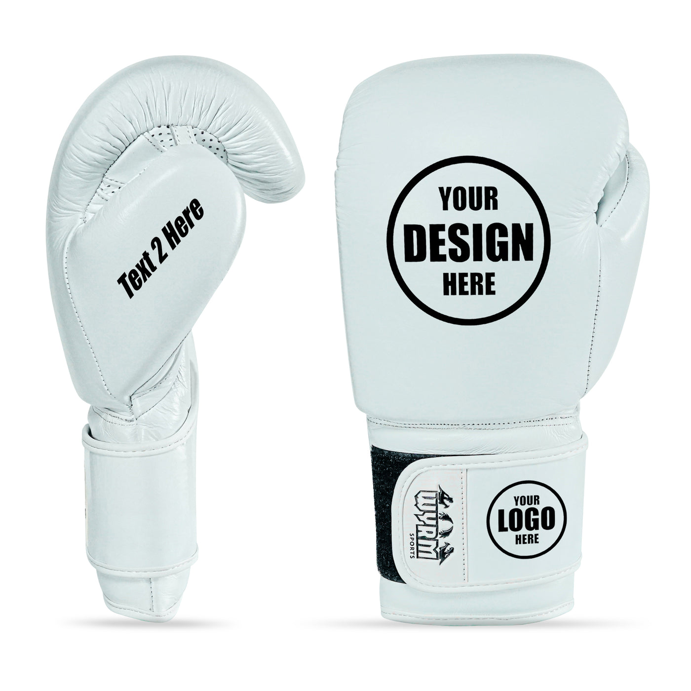 Custom White Genuine Leather Boxing Training Gloves C26
