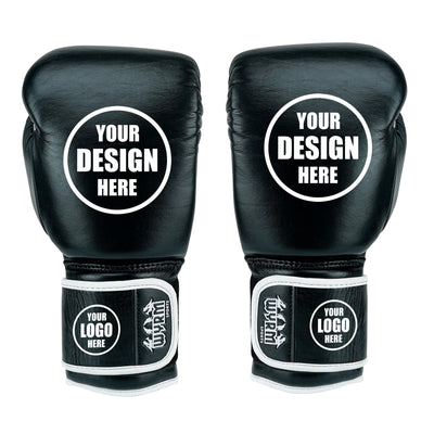 Custom Black Genuine Leather Boxing Training Gloves  C34