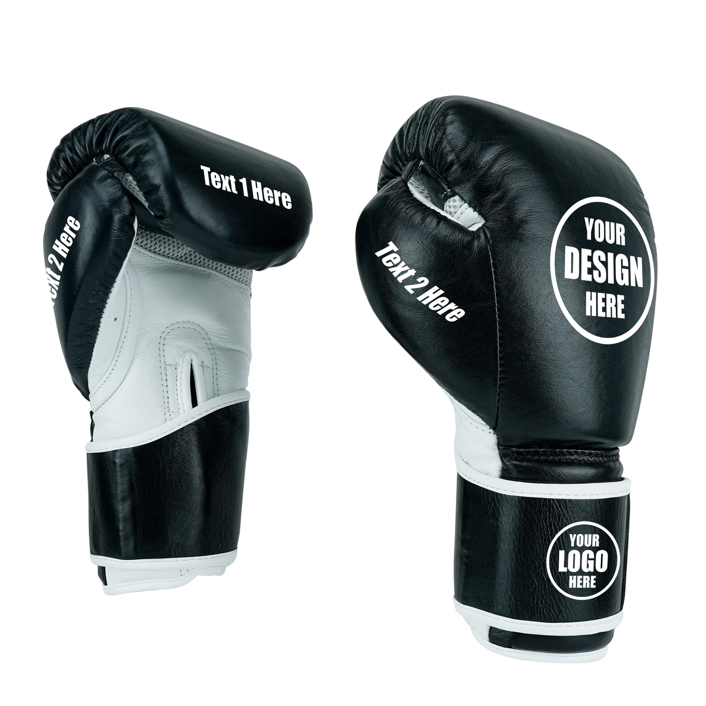 Custom Black Genuine Leather Boxing Training Gloves  C24