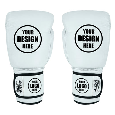 Custom White Genuine Leather Boxing Training Gloves C25