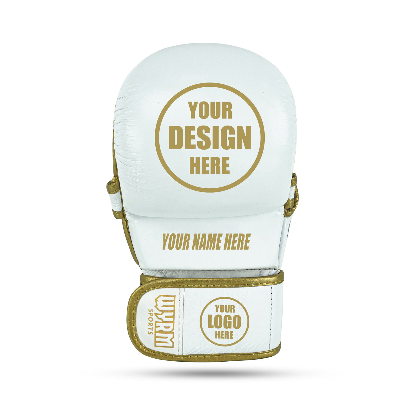 Custom White/Gold MMA Training Gloves