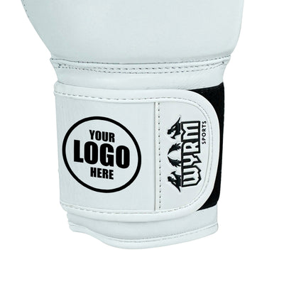 Custom White Genuine Leather Boxing Training Gloves C38