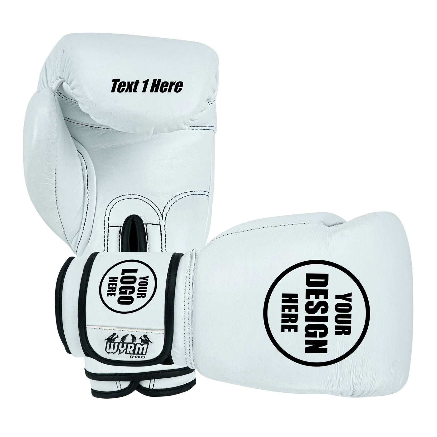 Custom White Genuine Leather Boxing Training Gloves C35