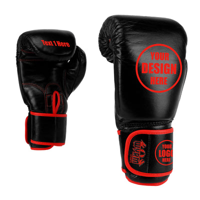 Custom Black Genuine Leather Boxing Training Gloves  C32