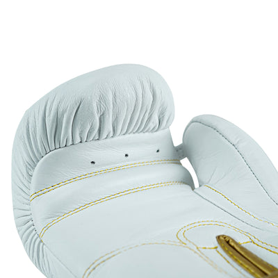 Custom White Genuine Leather Boxing Training Gloves C36