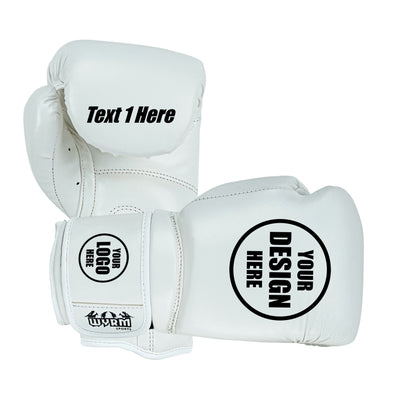 Custom White PU Leather Boxing Training Gloves C17