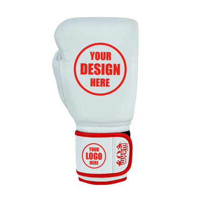 Custom White Genuine Leather Boxing Training Gloves C37