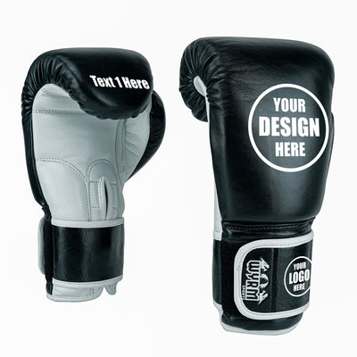 Custom Black Genuine Leather Boxing Training Gloves  C34