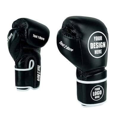 Custom Black PU Leather Boxing Training Gloves  C13