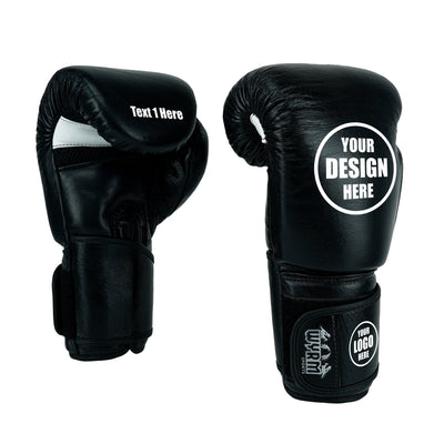 Custom Black Genuine Leather Boxing Training Gloves  C21