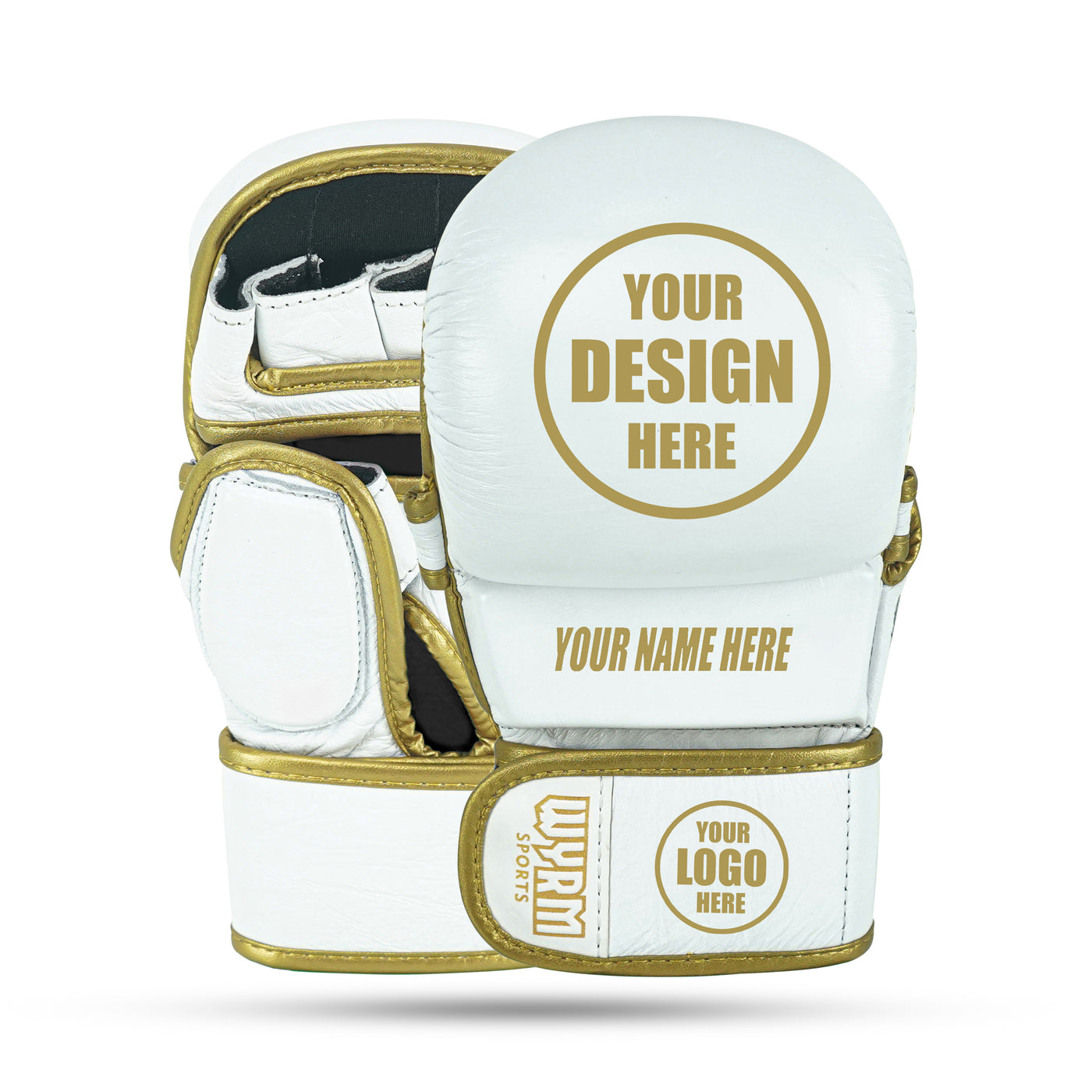 Custom White/Gold MMA Training Gloves