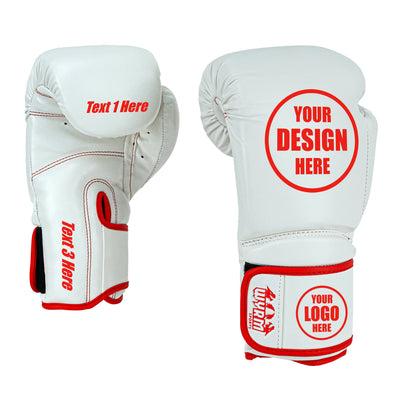 Custom White PU Leather Boxing Training Gloves C16