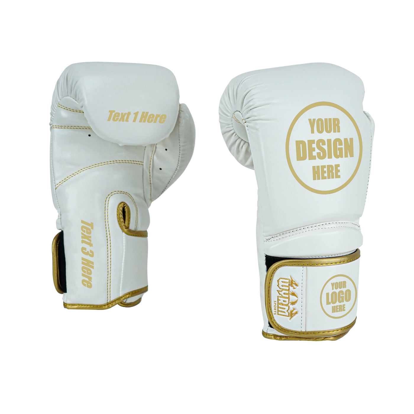 Custom White PU Leather Boxing Training Gloves C15