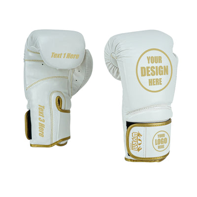 Custom White PU Leather Boxing Training Gloves C15