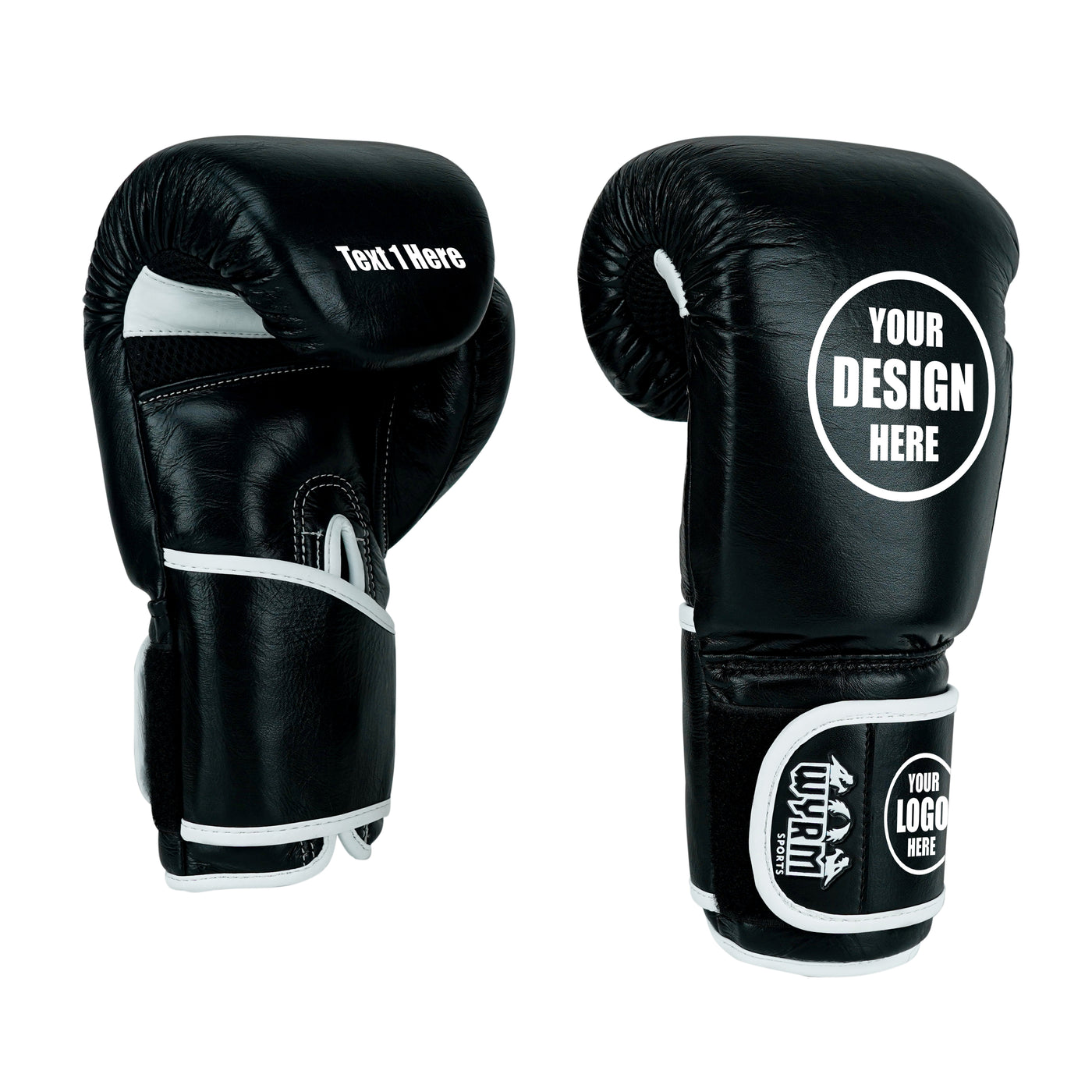 Custom Black Genuine Leather Boxing Training Gloves C22