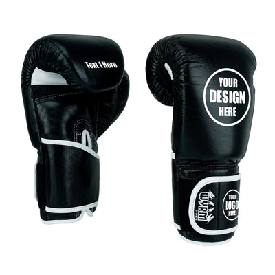 Custom Black Genuine Leather Boxing Training Gloves C22