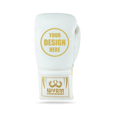 WYRM White/Gold Customized Pro Boxing Genuine Leather Gloves