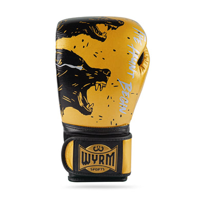 Wolf Golden/Black Genuine Leather Boxing Gloves