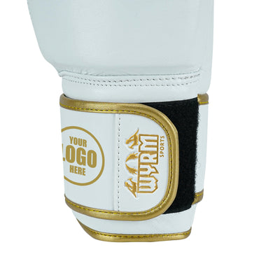 Custom White Genuine Leather Boxing Training Gloves C36