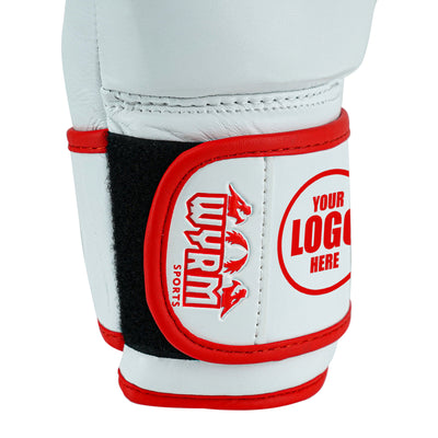 Custom White Genuine Leather Boxing Training Gloves C37
