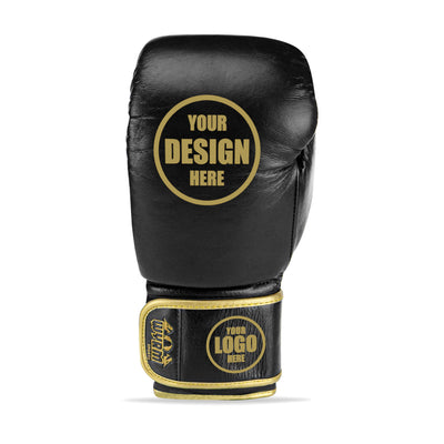 Custom Black Genuine Leather Boxing Training Gloves C39