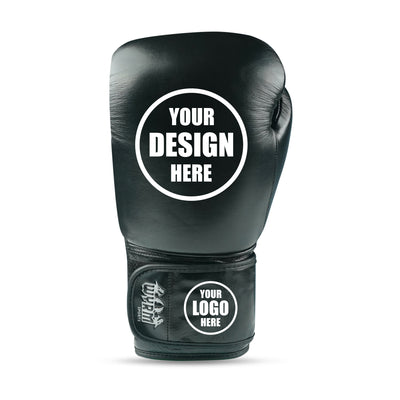 Custom Black Genuine Leather Boxing Training Gloves C26