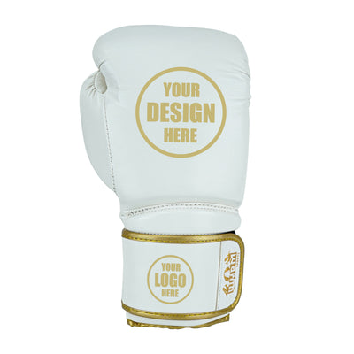 Custom White PU Leather Boxing Training Gloves C15