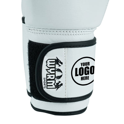 Custom White Genuine Leather Boxing Training Gloves C25