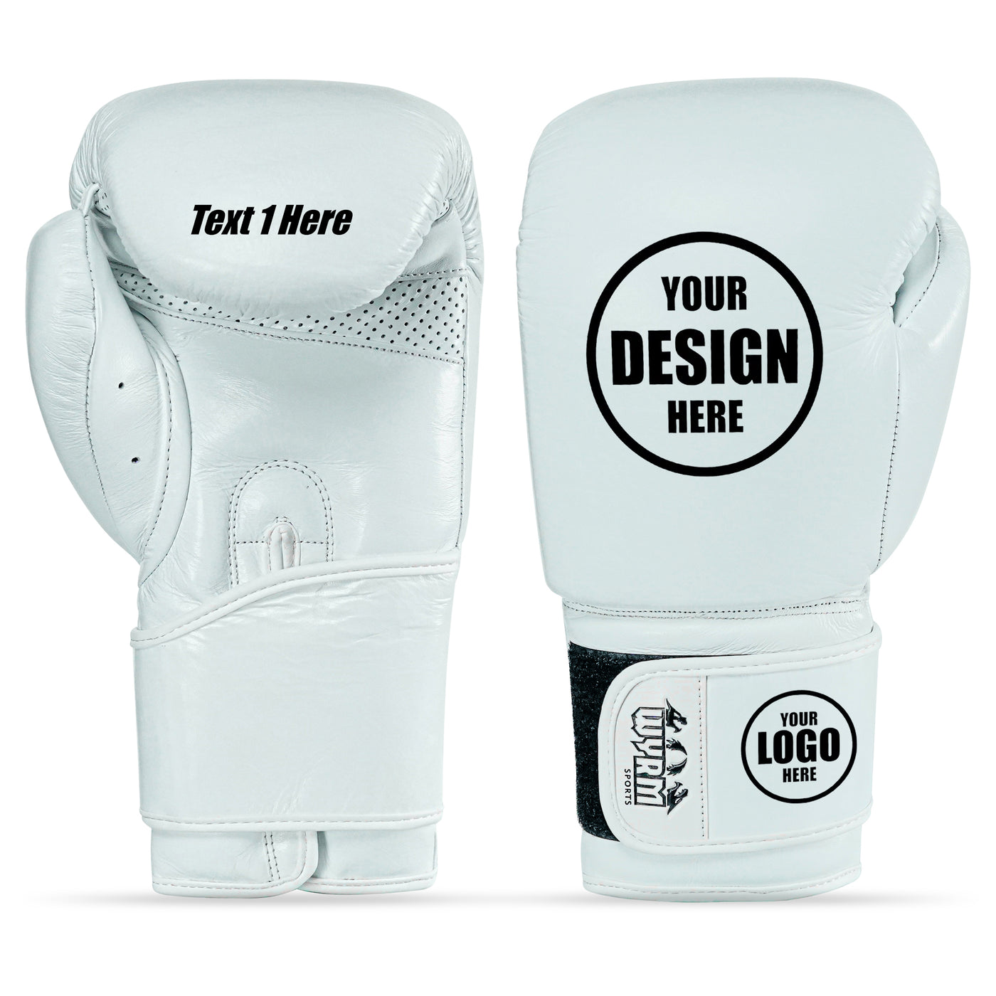 Custom White Genuine Leather Boxing Training Gloves C26