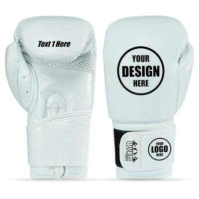 Custom White Genuine Leather Boxing Training Gloves C26
