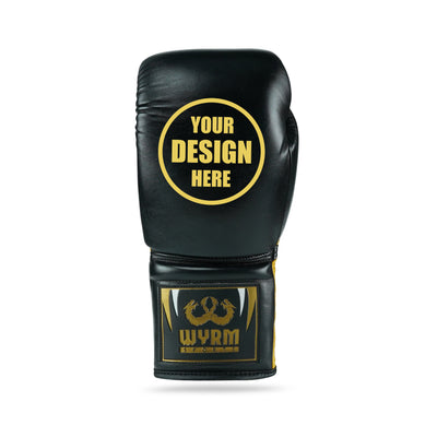 WYRM Black/Gold Customized Pro Boxing Genuine Leather Gloves