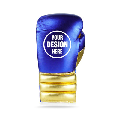 WYRM Deluxe Blue/Gold Customized Pro Boxing Genuine Leather Gloves