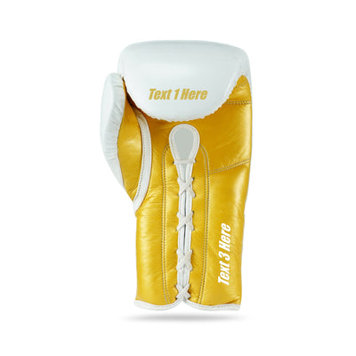 WYRM White/Gold Customized Pro Boxing Genuine Leather Gloves