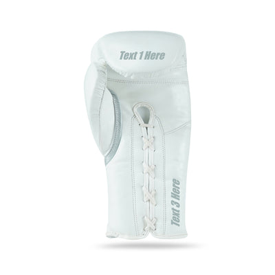 WYRM White/Silver Customized Pro Boxing Genuine Leather Gloves