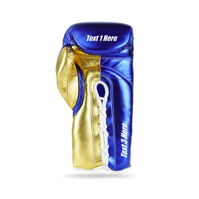 WYRM Deluxe Blue/Gold Customized Pro Boxing Genuine Leather Gloves