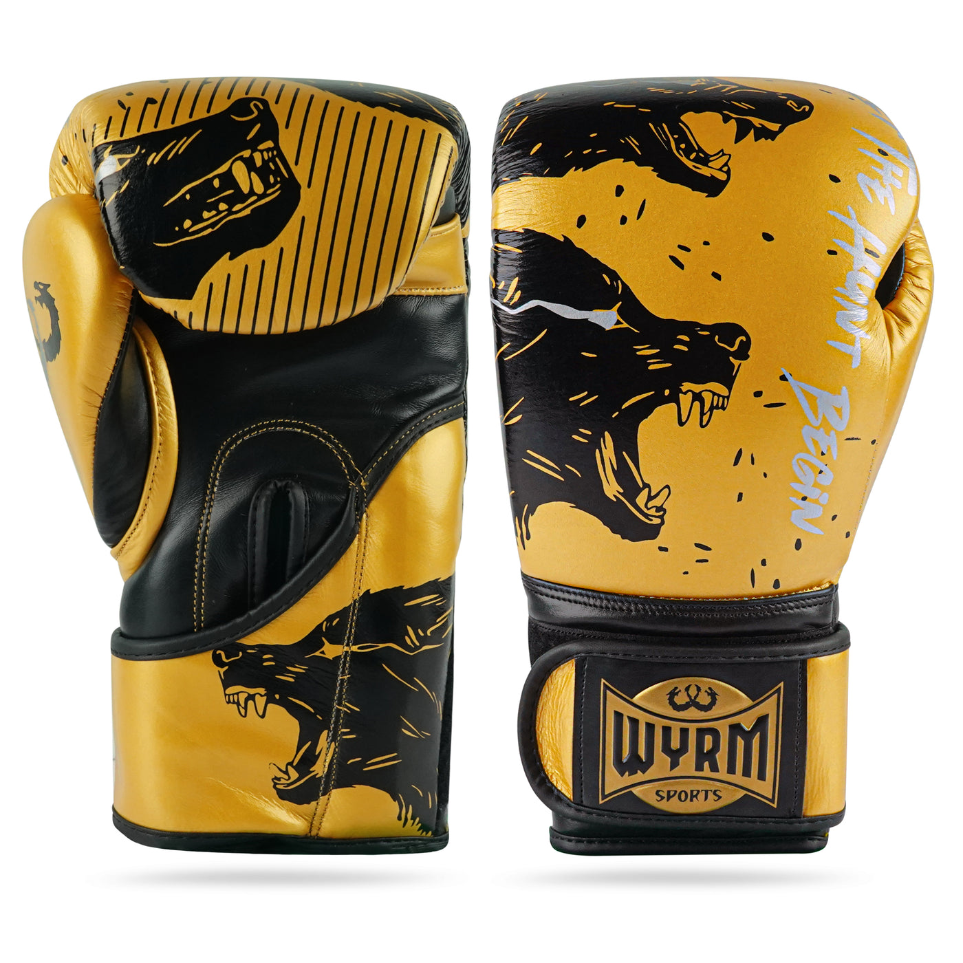 Wolf Golden/Black Genuine Leather Boxing Gloves