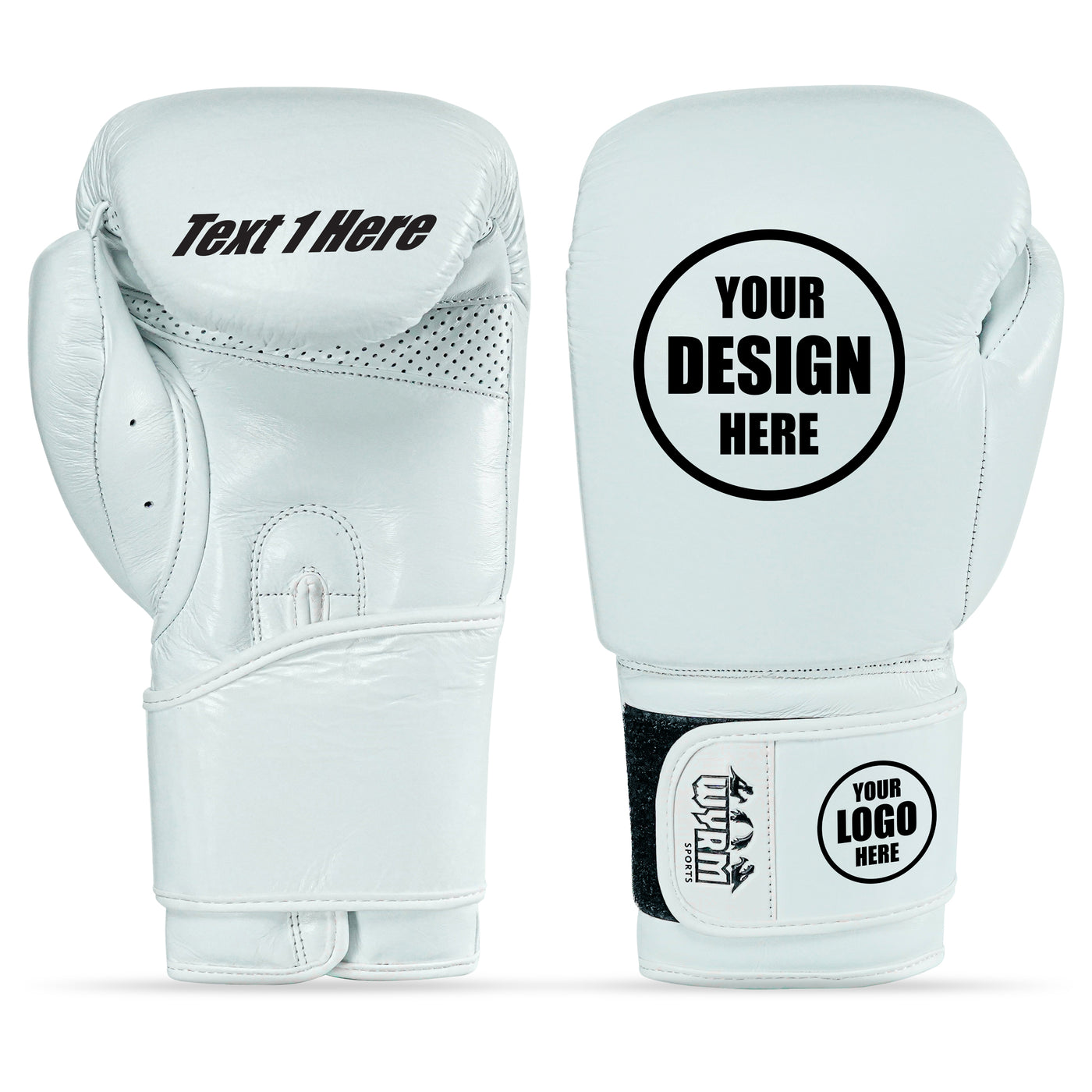 Custom White Genuine Leather Boxing Training Gloves C26