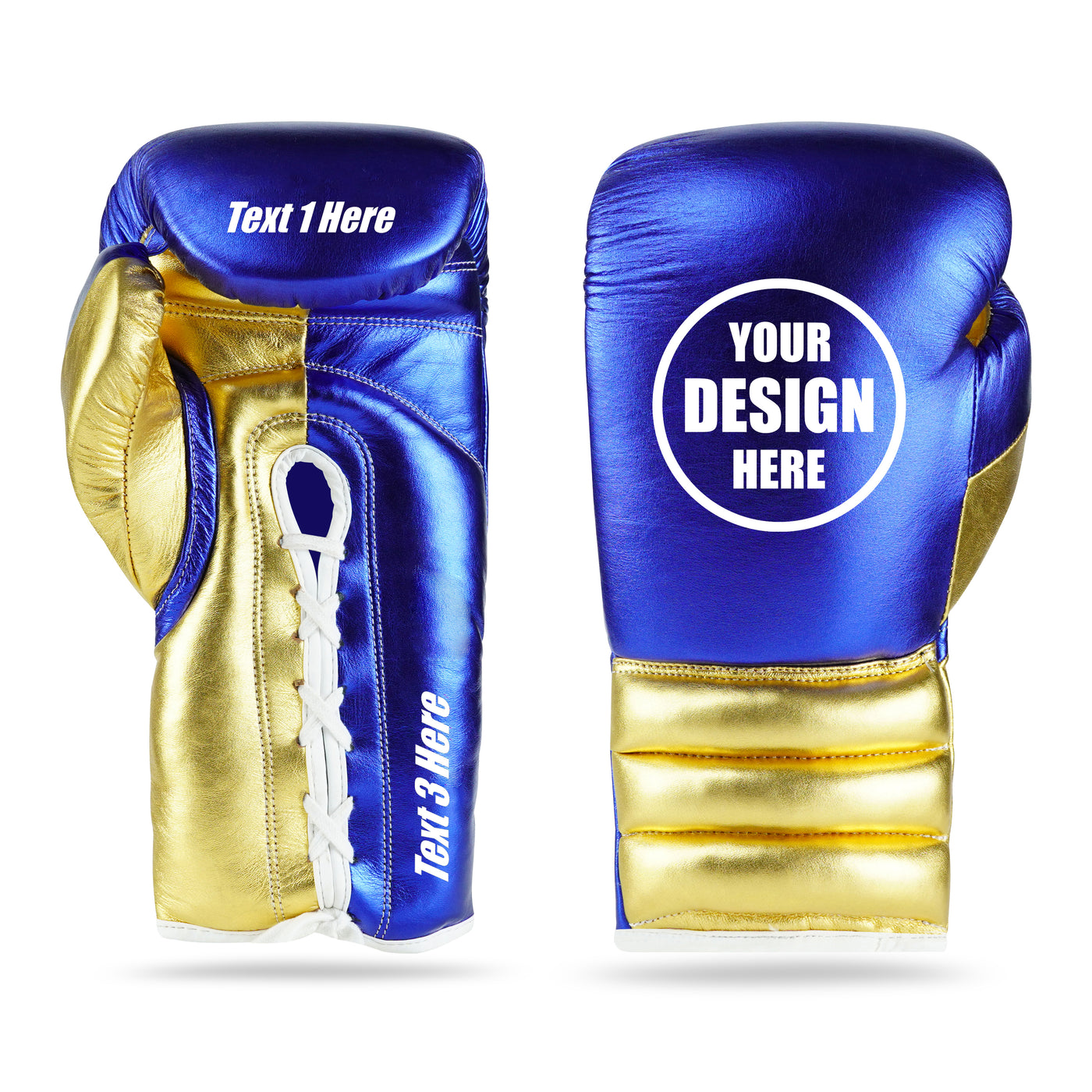WYRM Deluxe Blue/Gold Customized Pro Boxing Genuine Leather Gloves