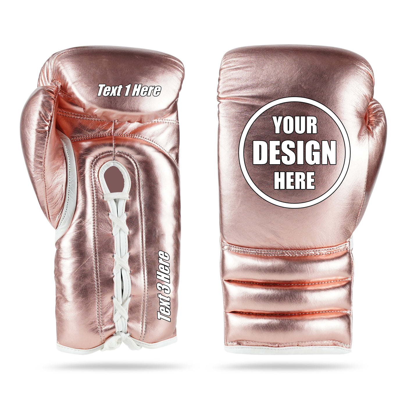 WYRM Deluxe Rose Gold Customized Pro Boxing Genuine Leather Gloves