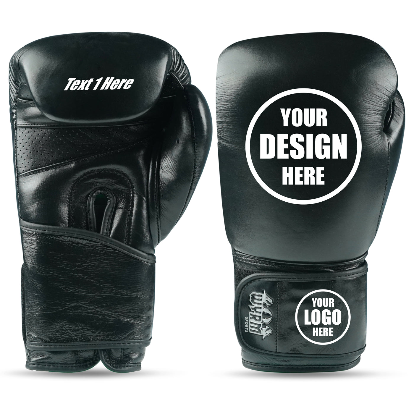 Custom Black Genuine Leather Boxing Training Gloves C26