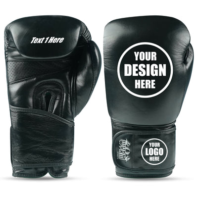 Custom Black Genuine Leather Boxing Training Gloves C26